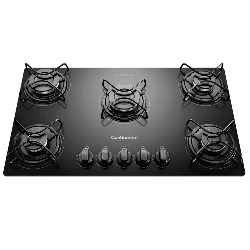 Cooktop a Gás 5 Bocas Continental KC5GP Vidro Temperado