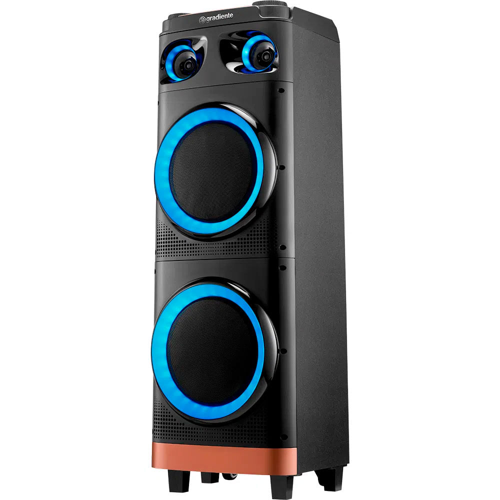 Caixa de Som Amplificada Gradiente GCA112 Strong Beat Cobre, 1500 W com Bluetooth, Rádio FM, Entrada para Microfone e Guitarra