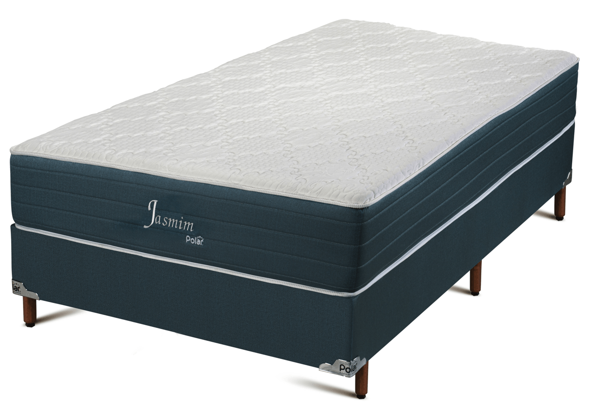 Conjunto Box Casal Polar com Colchão Jasmim 138x188cm Azul