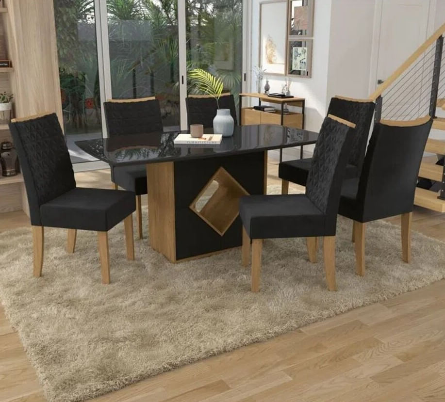 Conjunto de Jantar com 6 cadeiras 170 x 90cm Kappesberg