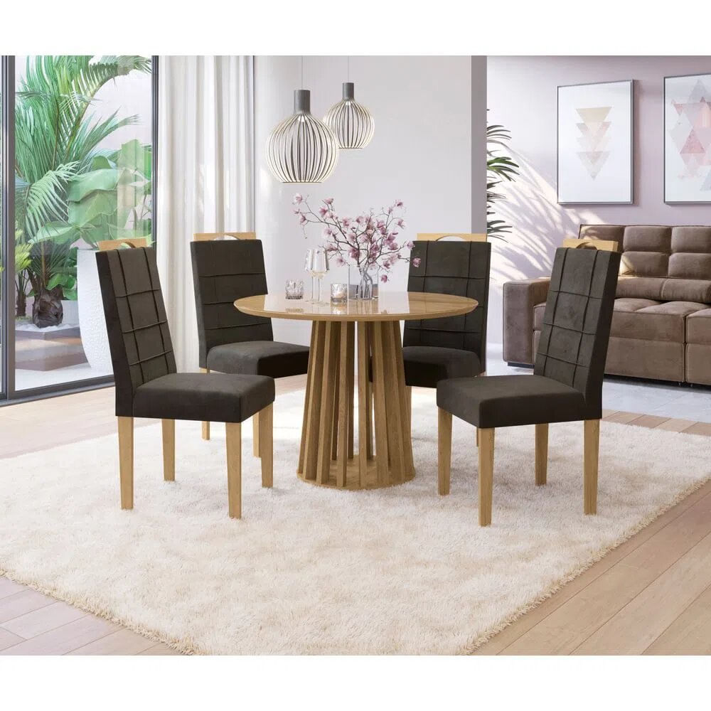 Conjunto de Jantar 4 Cadeiras Kappesberg Mesa 100 x 100 cm FRV9