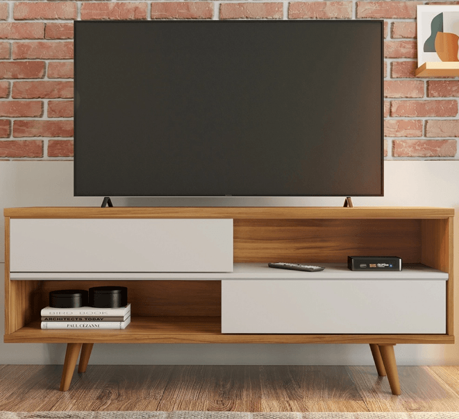 Rack para TV de 50” Notável Móveis NT 1180 Freijó/Off white