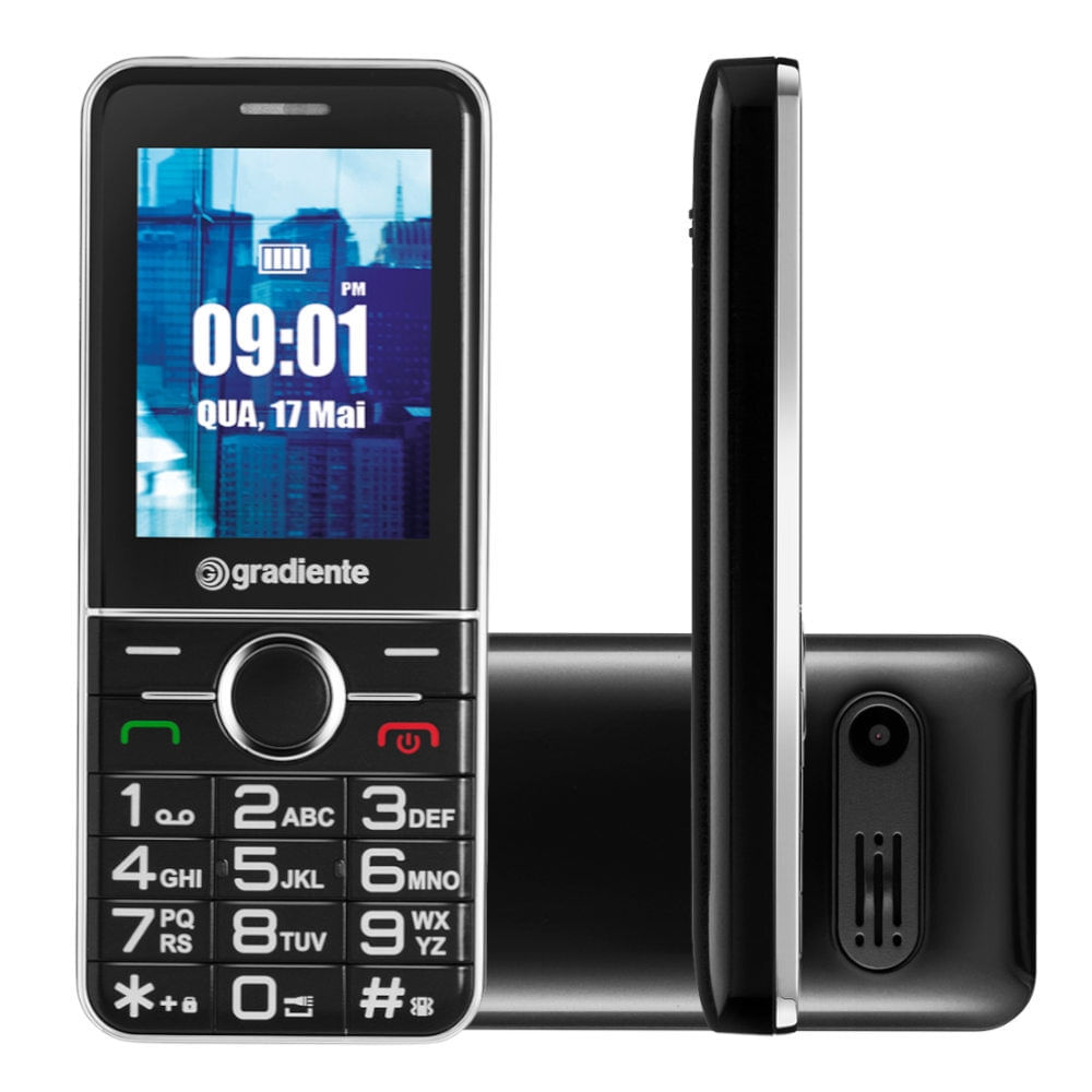 Celular Gradiente GFP205P 2 GB Tela 2,4” Dual Chip com Rádio FM e MP3
