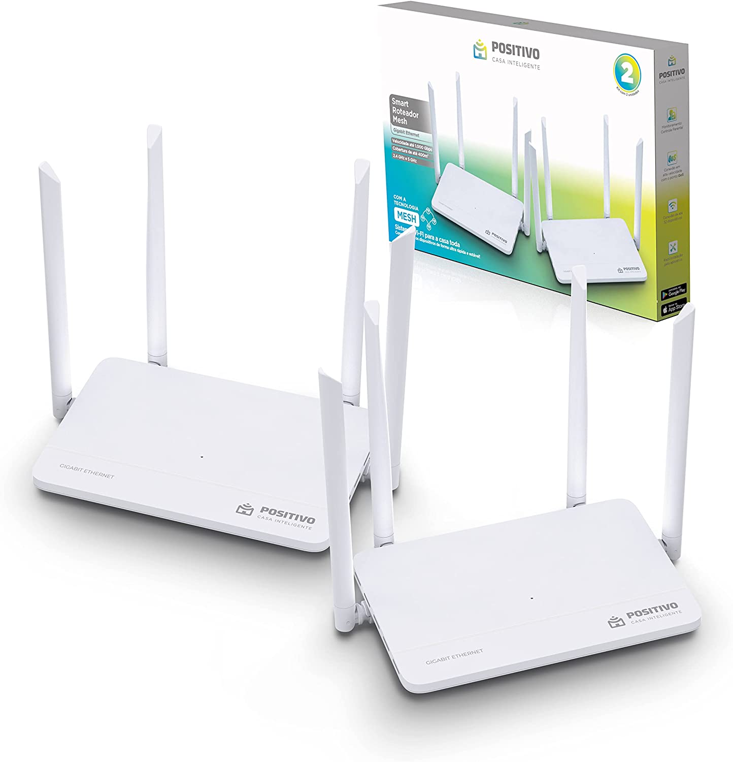 Kit Roteador Smart Mesh Giga 60Hz Wi-Fi 1000 Megas Dual Band Positivo