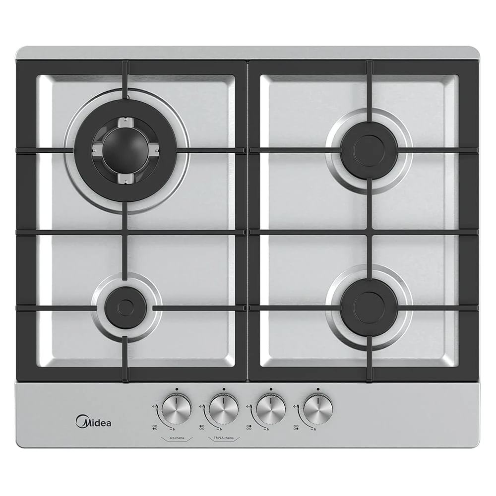 Cooktop 4 Bocas Midea com Mesa Inox e Acendimento Automático CYB4B