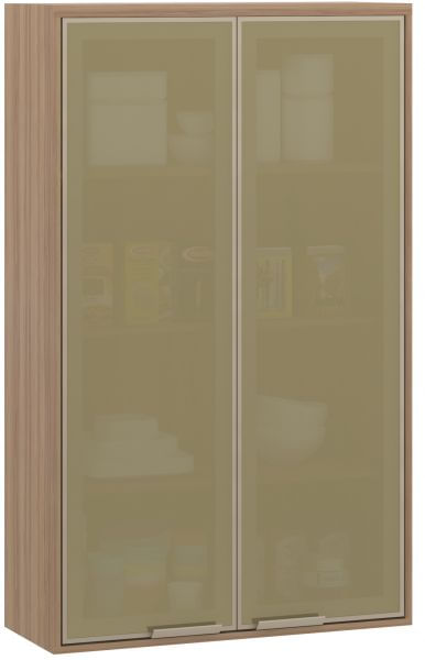Armário Aéreo Cristaleira 80cm Lari 2 Portas Luciane Cozinhas Reflecta Bronze
