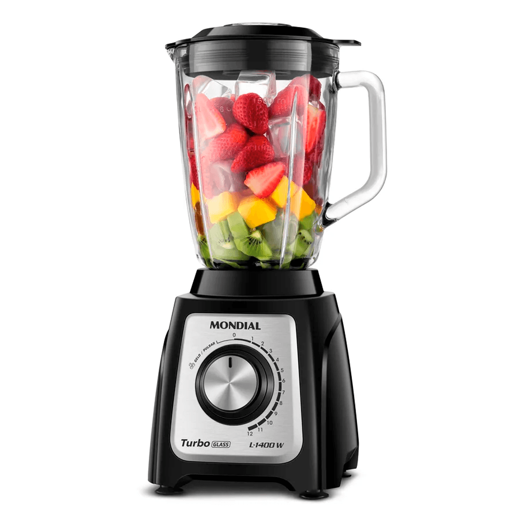 Liquidificador Mondial Turbo Glass 2,2L 1400 W Preto L-1400