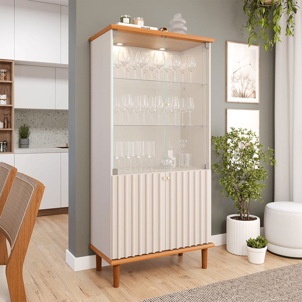 Cristaleira Cimol Luiza 4 Portas Cinamomo/Off White