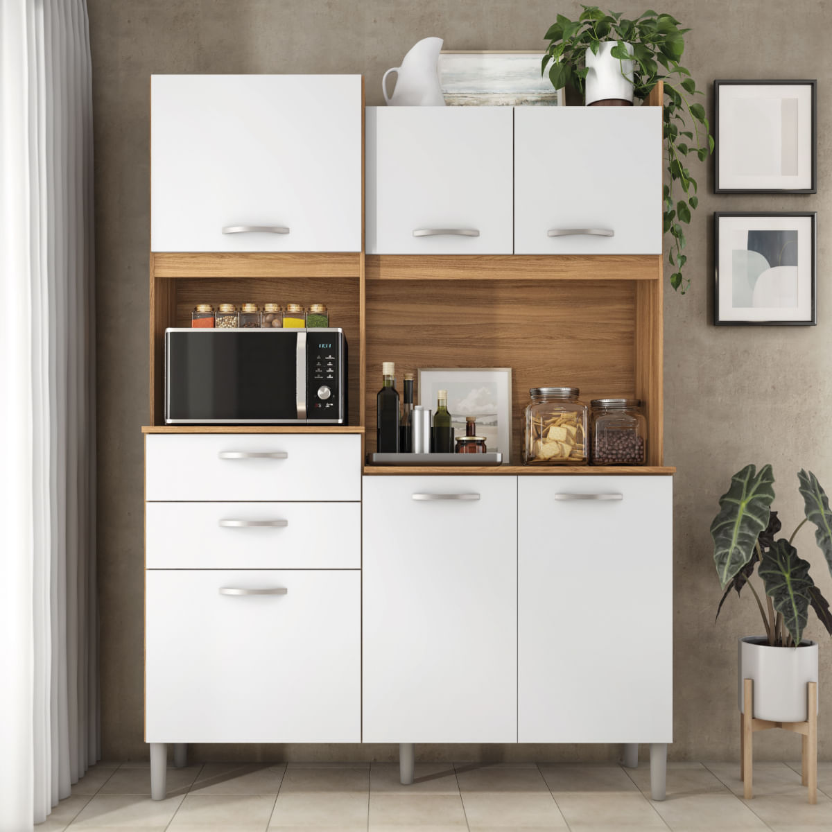 Armário de Cozinha Harmonia Demóbile 6 Portas Amendola/Branco