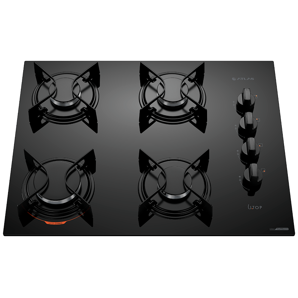 Cooktop U Top Atlas 4 Bocas com Mesa de Vidro
