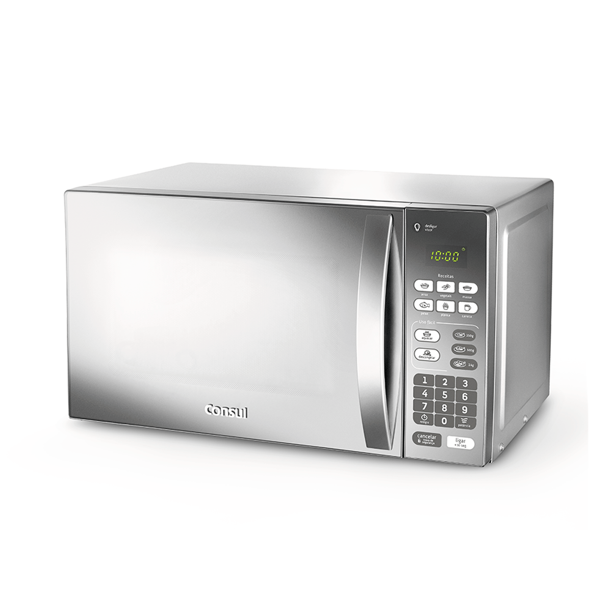 Micro-Ondas Consul 20 L Cor Inox com Função Descongelar e Design Moderno e Espelhado CM020BF