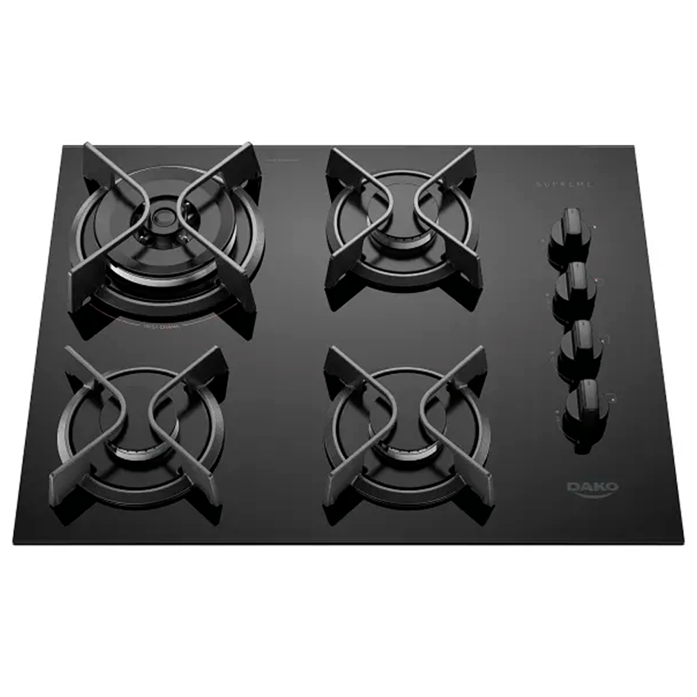 Cooktop 4 Bocas Dako Supreme com Mesa de Vidro e Acendimento Automático Preto