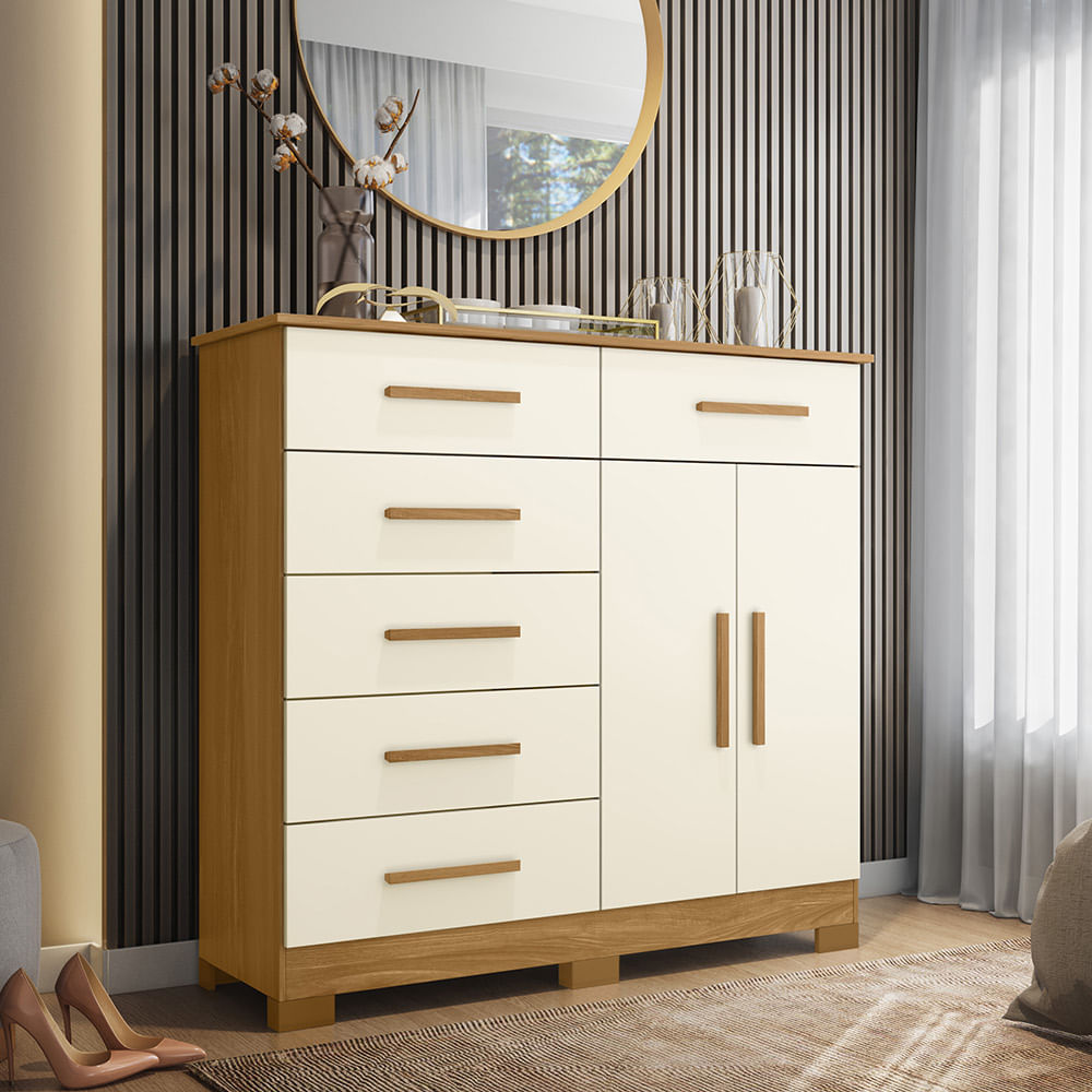 Cômoda Albatroz New Xangai Plus 6 gavetas 2 portas