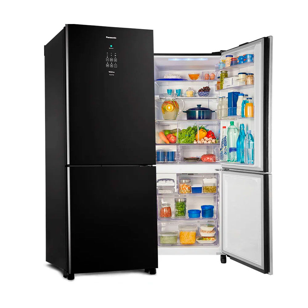 Geladeira Frost Free 425 L Panasonic A+++ Bottom Freezer BB53GV3B Black Glass