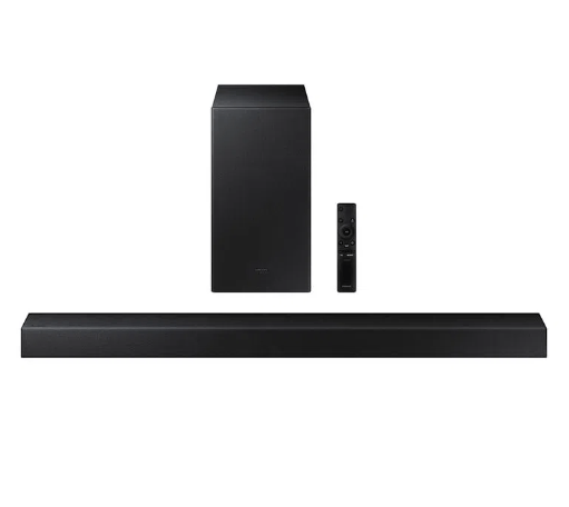 Soundbar Samsung HW-A455/ZD, com 2.1 canais, potência de 300 W, Bluetooth, Subwoofer sem fio