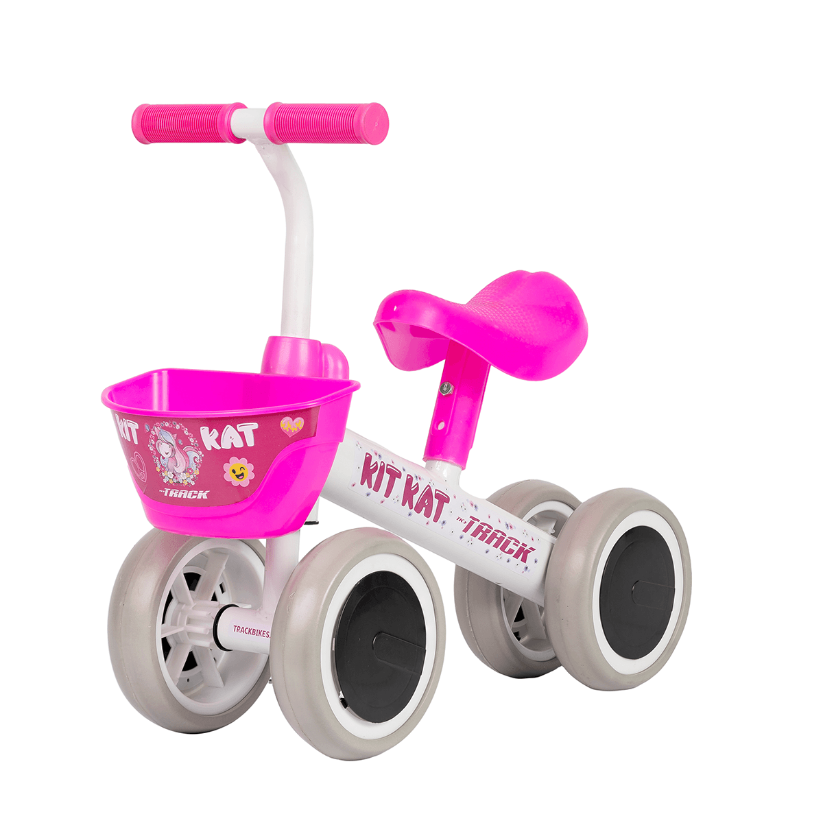 Bicicleta de Equilibrio Sem Pedal Track Kit Kat Branca e Rosa