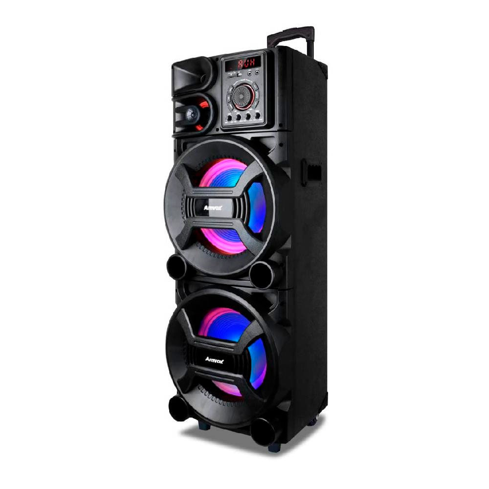 Caixa amplificada Amvox ACA 1501 New X 1500 W RMS com Bluetooth, Rádio FM e Entradas Auxiliar, TF Card e USB