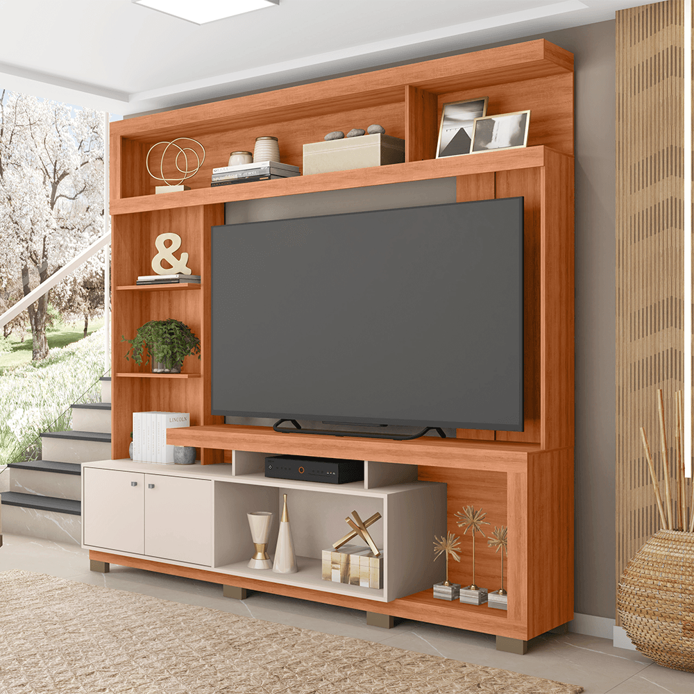 Estante Formosa para TV até 70" Caemmun 2,1m Freijó/Off white