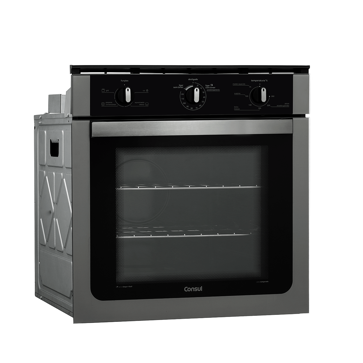 Forno de Embutir Elétrico Consul 84 Litros Prata com Grill e Timer Autodesligamento Alta Capacidade COB84AR 220V