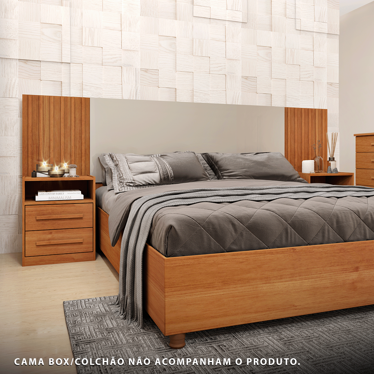 Cabeceira Casal Extensível Tcil Barcelona Ripado Cinamomo/Off White