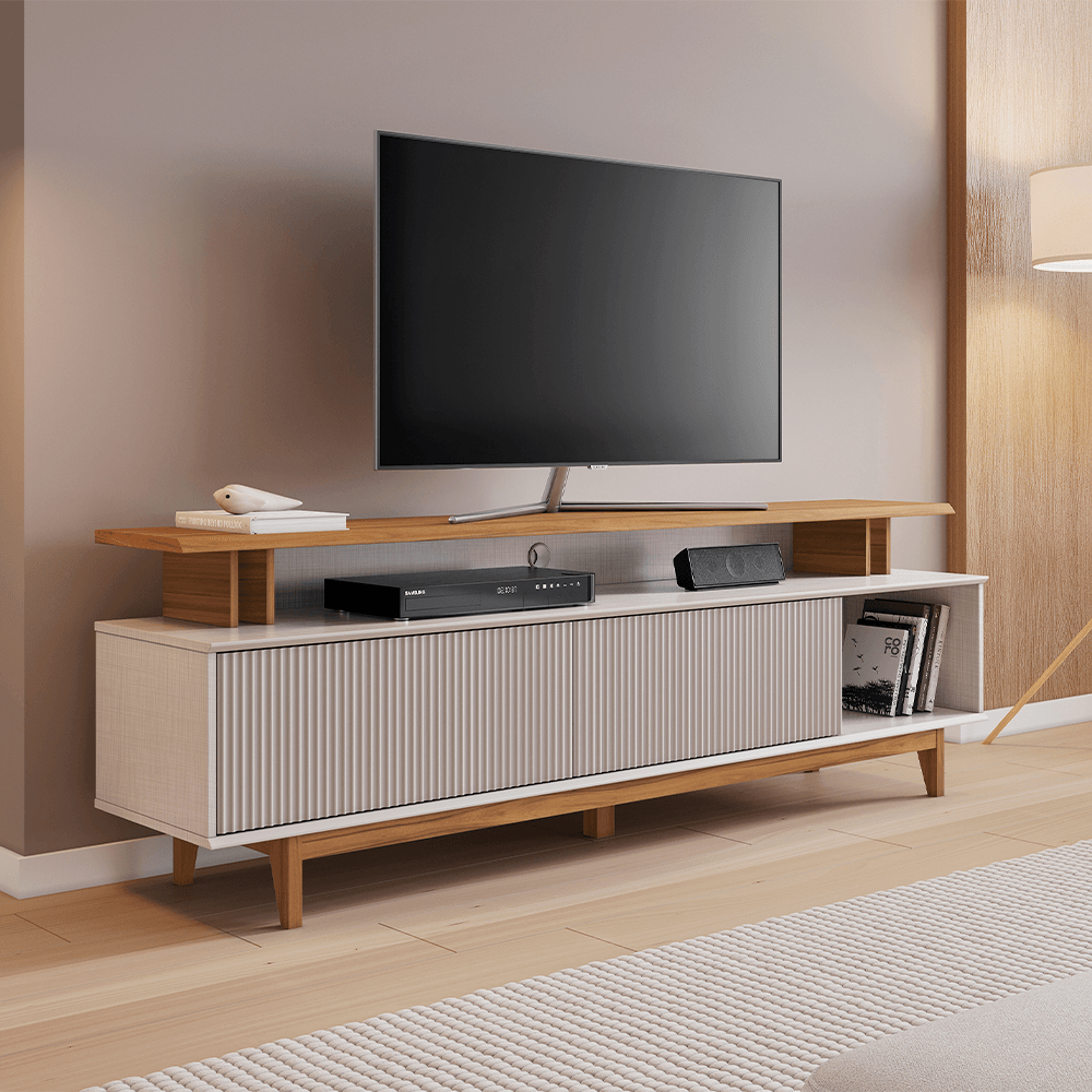Rack para TV de 75” Notável Off White/Freijó Trend NT1385