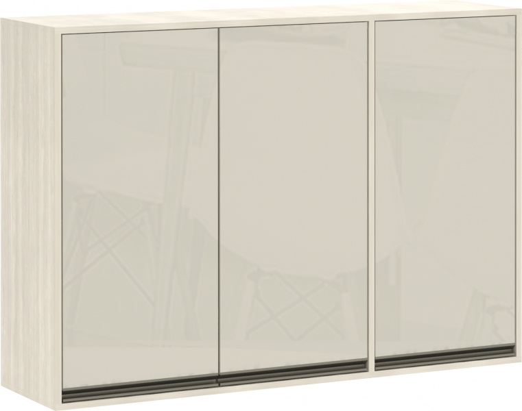 Armário Aéreo 3 Portas Línea 120cm Luciane Cozinhas Patina PF Mocca Laca