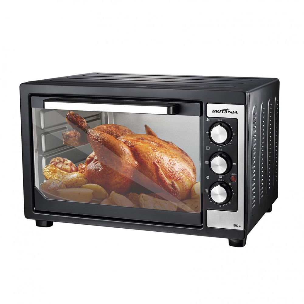 Forno Elétrico de Mesa Britânia 50 L, com timer de 120 minutos - Preto