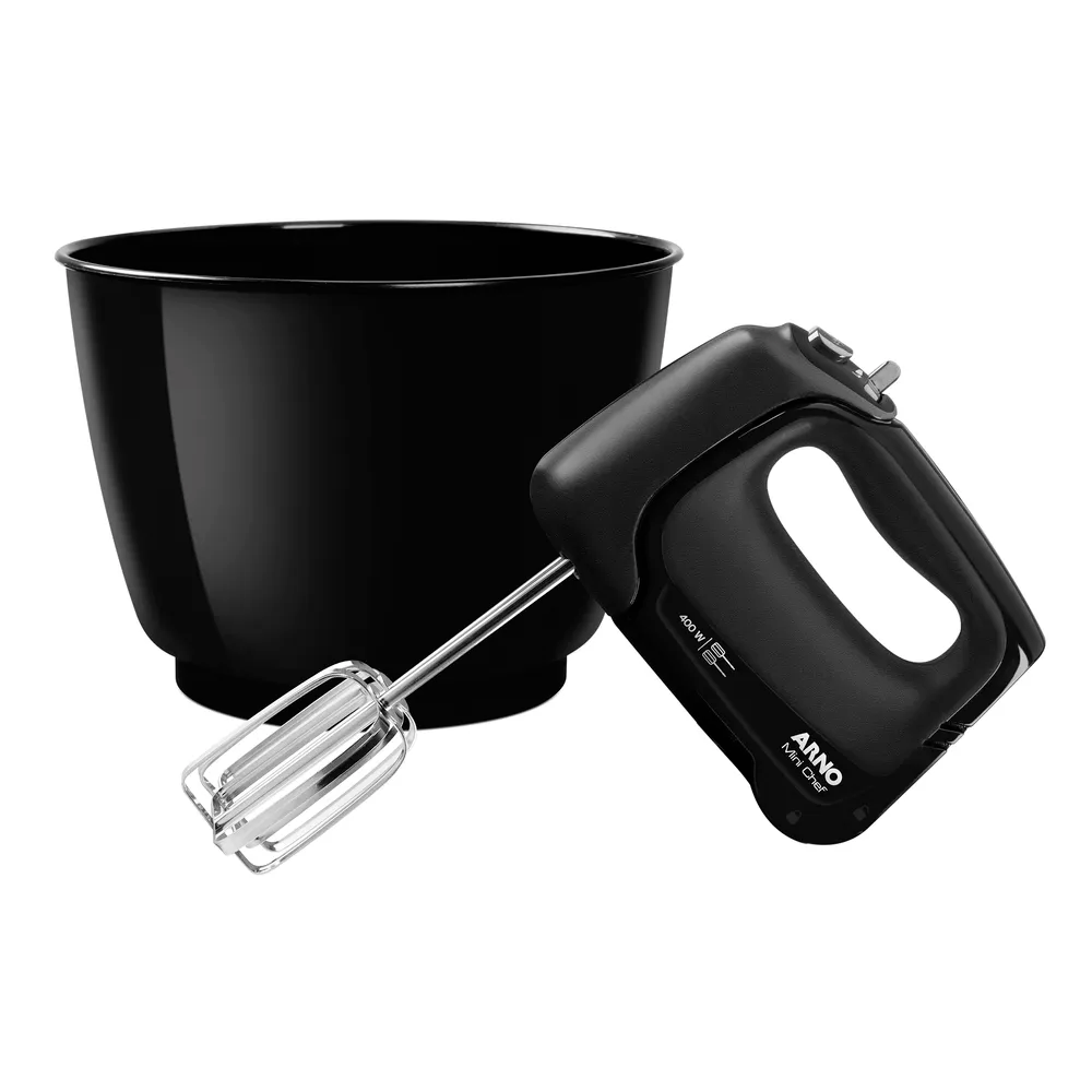 Batedeira Arno Mini Chef Portátil 400 W 4 Litros Preta HM01