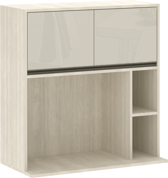 Armário Aéreo com Nicho Línea 80cm Luciane Cozinhas Patina PF Mocca Laca