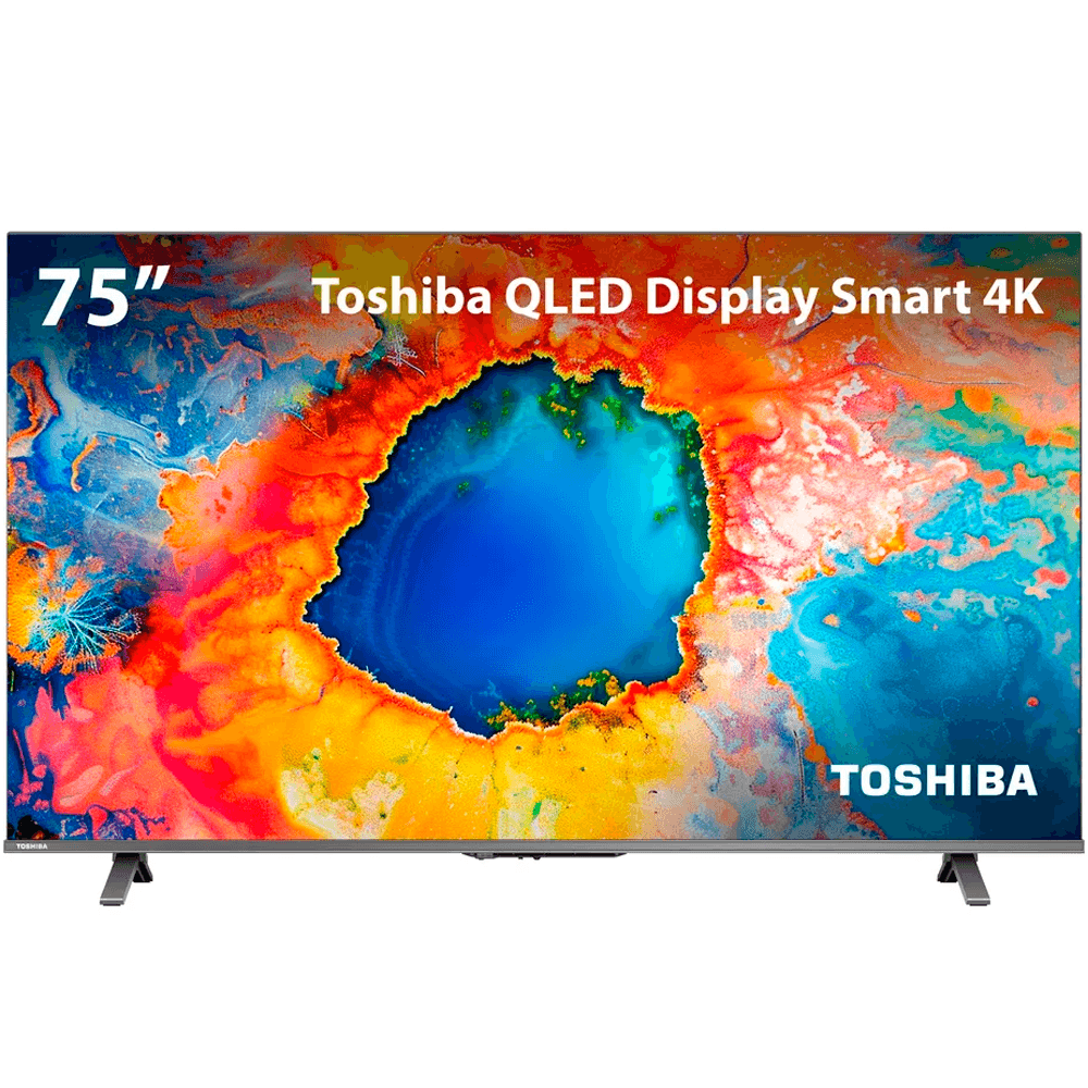 Smart TV 75" Toshiba QLED 4K TB037M com Google TV e Dolby Atmos