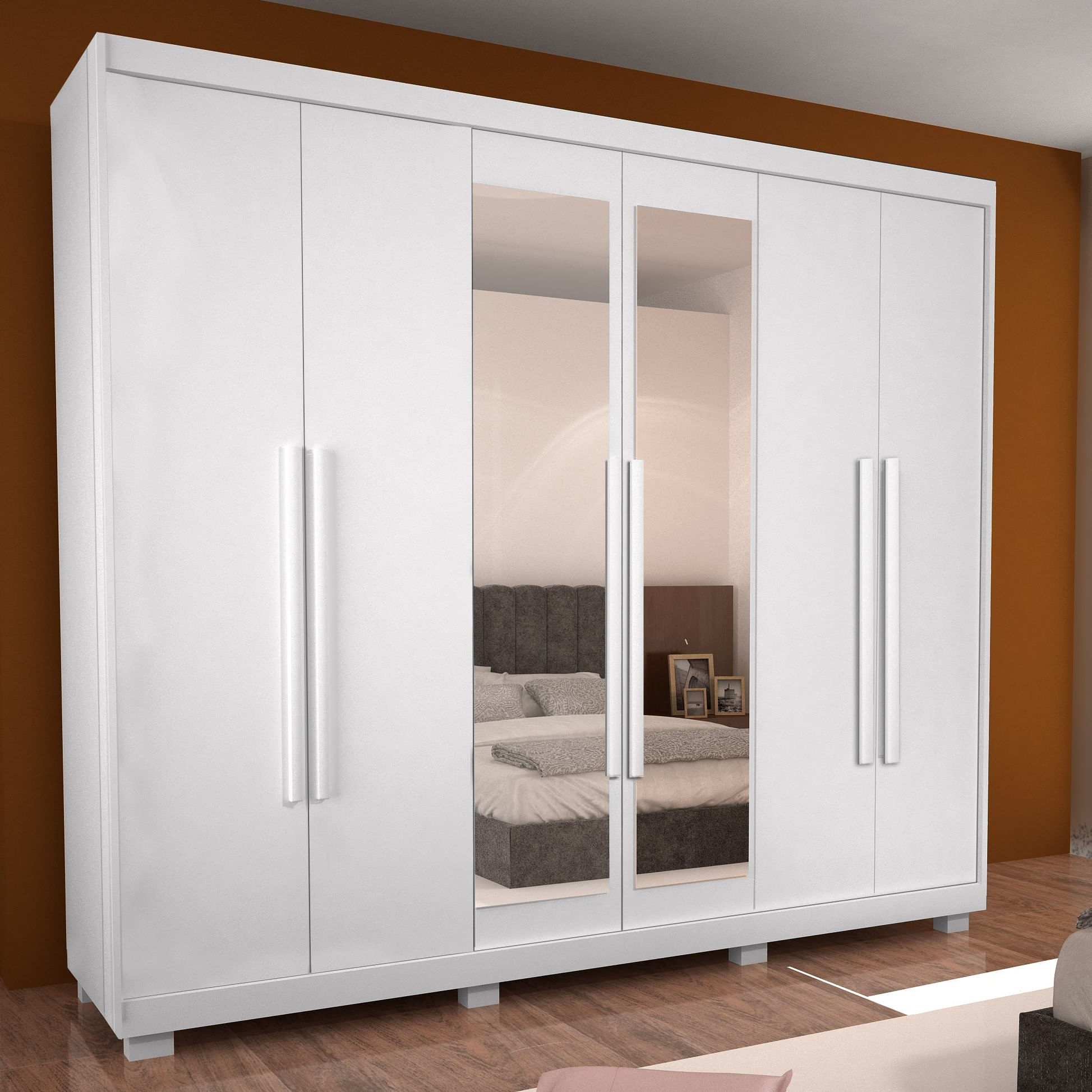 Guarda Roupa Casal 6 portas 2 espelhos Amarok Bom Pastor