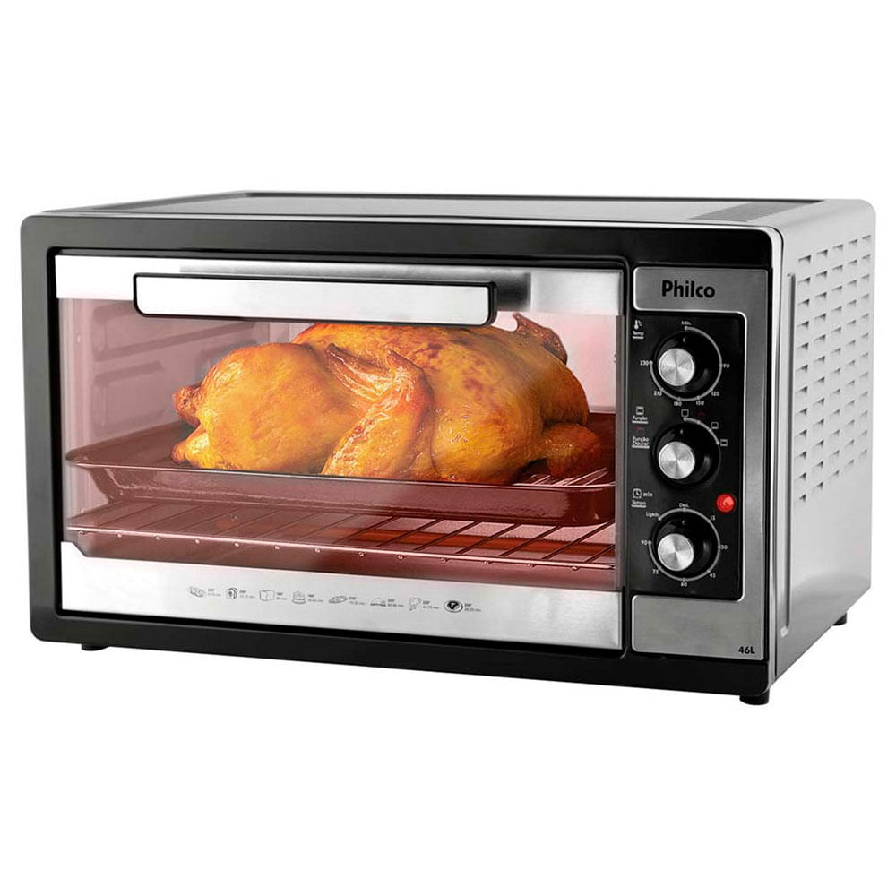 Forno Elétrico de Mesa Philco 46 Litros, com timer até 90 minutos, Preto