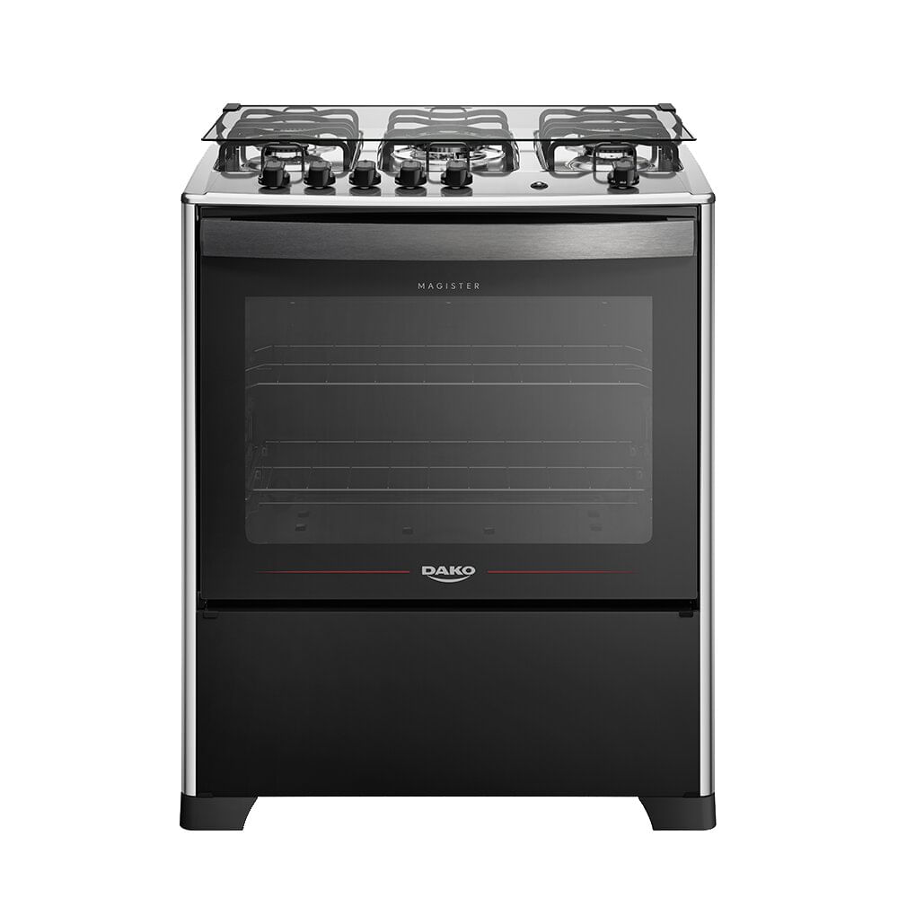 Fogão 5 Bocas Preto com Mesa de Inox Dako Magister Bivolt