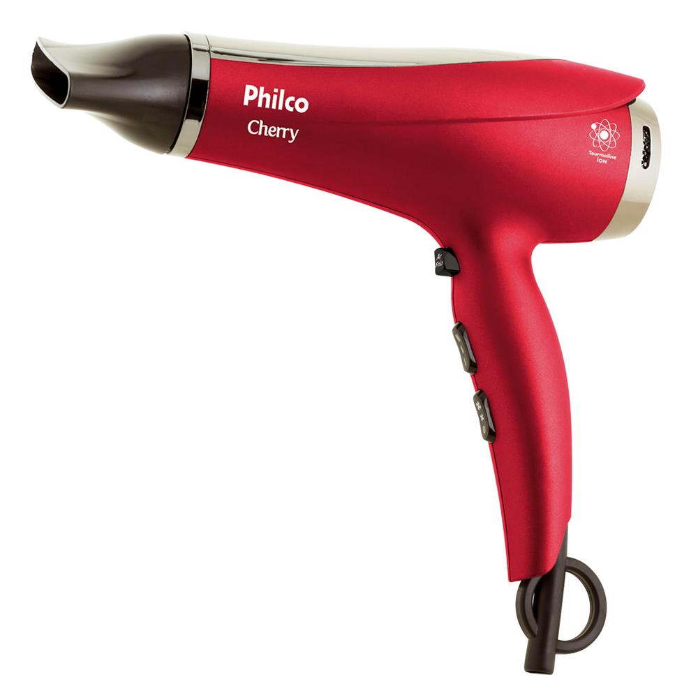 Secador de Cabelos Philco Cherry 2100 W, 02 Velocidades, 03 Temperaturas, Cabo de 1,9m e Sistema Tourmaline Íon
