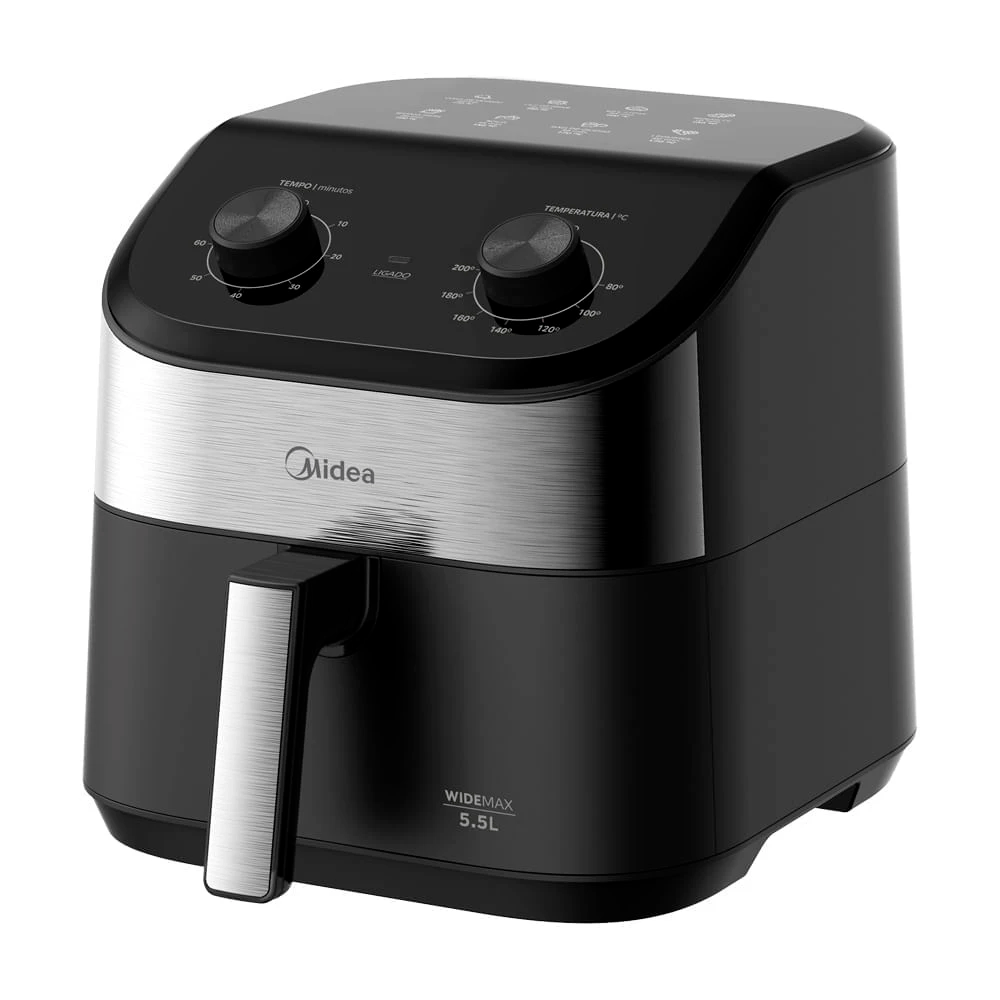 Fritadeira Air Fryer Midea 5,5 Litros Widemax 1900 W Inox FWM55P1